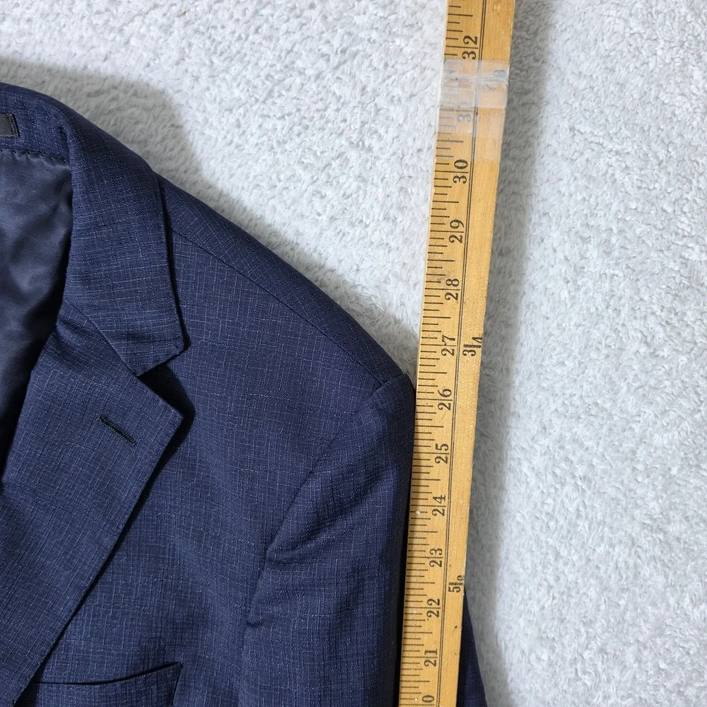 Hugo Boss Lanificio Tesse Biella Mens 40 Blazer Blue Wool L/S Textured